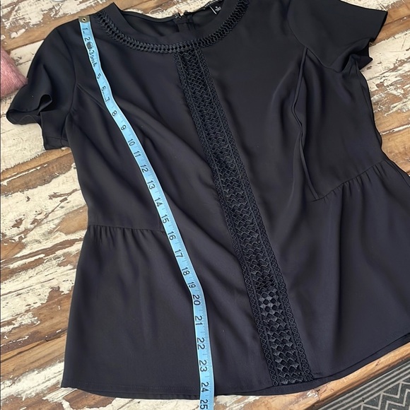 Ann Taylor Black Peplum Blouse with Lace embellishment - Picture 9 of 9